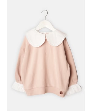 How adorable is this collar detail sweatshirt in soft putty pink? Wear with jeans. jeggings or our sequin skirt - utterly versatile and totally scrumptious . Pink. About me: 100% Cotton. Look after me: Think planet. wash at 30c.