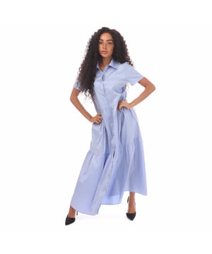 Dames HUGO Kennish Overhemdjurk in blauw.- Klassieke kraag.- Korte mouwen.- Knoopsluiting.- Effen gekleurd.- 70% Katoen 27% Polyamide 3% Elastan.- Ref: 50468503420