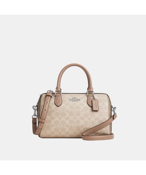 Rowan Satchel in Signature Canvas Blocking, Inside zip and multifunction pockets, Outside zip pocket,  Length: 25.50 cm,  Width: 14.00 cm,  Height: 17.00 cm