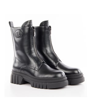 Bottine Guess Annia Damen Schwarz Leder. Authentischer Schuh der Marke Guess - Streetwear/Sportswear-Design von Guess - Guess für modebewusste Frauen, perfekt für den Alltag - Die schwarze Guess-Bottine lässt sich hervorragend mit dem Rest Ihrer Garderobe kombinieren - bequeme Lederqualität - klassischer Reißverschluss - Annia - Synthetik.