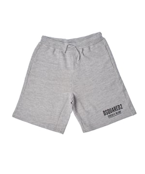 Dsquared2 shorts for boys, with an oversized style that offers a loose and comfortable fit, ideal for a casual and relaxed look.

 Designed with side pockets, these shorts provide functionality and a practical touch, allowing you to conveniently store small items.

 The elastic waistband with adjustable drawstring ensures a custom and comfortable fit.

 On one leg, the Dsquared2 logo is featured along with the address "Ceresio 9, Milano", providing a distinctive and urban detail.

 These shorts are a perfect choice to complete any relaxed outfit, providing both style and comfort.
 Composition: 96% Cotton, 6% Viscose; Elastic: 84% Cotton, 11% Viscose, 5% Elastane
 Care:
- Wash in cold water and gentle cycle.
 - Use mild detergent.
 - Avoid tumble drying.
 - Iron at low temperature.