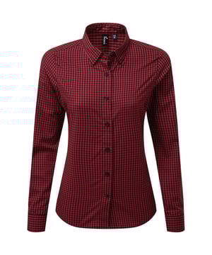 65% Polyester, 35% Baumwolle. Gewebe: Garngefärbt. Design: Kariert, Vichykaro. Button-Down-Kragen. Abnäher an Rücken, Brustabnäher, Pflegeleicht, Überärmel. Passform: Anliegend geschnitten. GSM (Gramm pro Quadratmeter): 110. Nachhaltigkeit: Amfori-Freigabe, BSCI, REACH, Sedex, WRAP Zertifikat. Button-Down-Kragen, Schmaler Kragen. Bündchen: Geknöpft. Saum: Geschwungener Saum. Langärmlig.