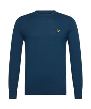 Bleiben Sie bequem und stilvoll mit dem Pullover der Marke Lyle & Scott. Dieser Pullover fallt der Grosse entsprechend aus und ist mit dem charakteristischen Lyle & Scott-Markenlogo versehen. Noch nie hat es so gut ausgesehen oder sich so gut angefuhlt, ein Statement zu setzen!, Elastischer Saum und Bundchen, Pullover mit Rundhalsausschnitt, Lyle & Scott Blauer Pullover, 80 % Wolle, 20 % Polyamid, Markenlogo auf der linken Brust, Normale Passform, Fallt der Grosse entsprechend aus, Blauer Pullover