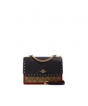 Signature Snake Embossed Mix Rivets Klare Crossbody Length 21.5cm,  Width 7.0cm, Height 16.0cm