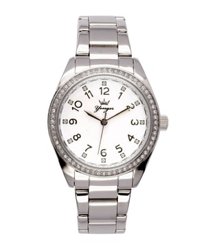 Yonger and Bresson: Silver Stainless Steel Watch with White Dial