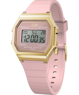 This Ice Watch Ice Digit Retro - Blush Pink Digital Watch for Women is the perfect timepiece to wear or to gift. It's Gold  Rectangular case combined with the comfortable Pink Silicone watch band will ensure you enjoy this stunning timepiece without any compromise. Operated by a high quality Quartz movement and water resistant to 3 bars, your watch will keep ticking. Dare to be colourful and retro in a subtle and delicate way with ICE digit retro - Blush pink! The pastel pink notes of this beautiful jewel will dress your wrist with softness, whatever the occasion. Wear without moderation with your day or evening outfits! High quality 19 cm length and 18 mm width Pink Silicone strap with a Buckle Case measurement: 32 X 34 mm,case thickness: 8 mm, case colour: Gold and dial colour: Pink