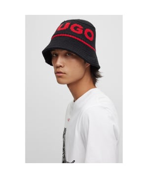 Hugo Boss Xuss Bucket Hat in black.- Knitted.- Logo on the front.- 40% Wool  40% Wool (Recycled)  20% Polyamide (Recycled).- Ref: 50500523001