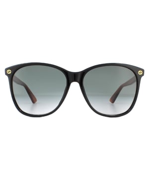 Gucci Zonnebril GG0024S 003 Zwart Bruin Grijs Gradiënt zijn een super stijlvol minimalistisch ontwerp met het klassieke in elkaar grijpende Gucci-logo aan de voorkant van de voorkant en bijenontwerp op de Temple-tips.