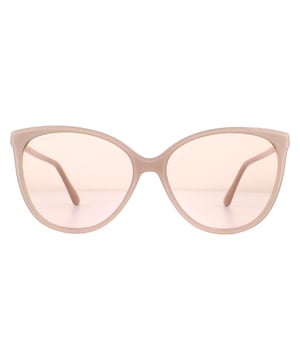 Jimmy Choo Sunglasses Lissa/S KON K1 Nude Glitter Gold Mirror are a cat eye style crafted from lightweight acetate. The hinges feature a metal glittery section and are finished with the Jimmy Choo logo engraved into the temples..