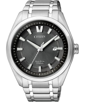 This Citizen  Analogue Watch for Men is the perfect timepiece to wear or to gift. It's Silver 42 mm Round case combined with the comfortable Silver Stainless steel watch band will ensure you enjoy this stunning timepiece without any compromise. Operated by a high quality Eco-Drive movement and water resistant to 10 bars, your watch will keep ticking. This solar powered watch recharges itself in any kind of light,This solar watch does not require any battery replacement. -The watch has a calendar function: Date, Solar Powered, Luminous Hands, Luminous Numbers High quality 21 cm length and 22 mm width Silver Stainless steel strap with a Fold over with push button clasp Case diameter: 42 mm,case thickness: 10 mm, case colour: Silver and dial colour: Black