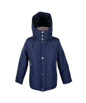 Chaqueta Aquascutum  
Color azul  
Capucha desmontable  
Diseño de 2 bolsillos  
Cierre frontal con botones y cremallera  
Patrón de tartán en el interior  
Hecho en Italia  
Material: 100% Poliamida