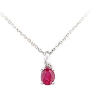 9K (375) White Gold: 0.81gr; # Diamond: 0.01ct; # Ruby: 0.44ct