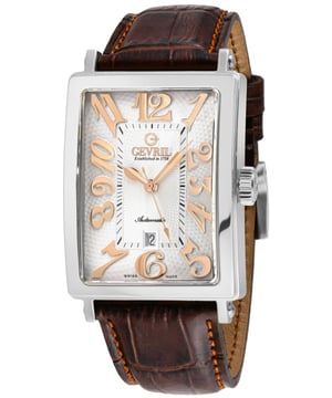 Si el estuche estándar de Avenue of Americas parece un poco demasiado grande, la versión Mini para mujeres puede representar el tamaño perfecto intermedio. El Mini tiene todo lo que los relojes más grandes de Avenue of Americas tienen, incluyendo el diseño Art Deco, el estuche curvado y el cristal de zafiro resistente a los arañazos, pero empaquetado en un estuche más delicado de 25 x 32 mm. El Mini también cuenta con madreperla en el dial. Los estuches están hechos de acero inoxidable de alta calidad 316L. Las correas de cuero con textura de cocodrilo en colores llamativos y las pulseras de acero inoxidable 316L complementan muy bien los relojes. Los relojes Mini contienen movimientos de cuarzo.