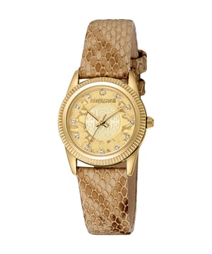 RC5L074L0025 Roberto Cavalli 4894626219764 Reloj de mujer de cuarzo de acero inoxidable con correa de cuero champagne 5 ATM 28 mm
