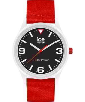 Cette montre solaire se recharge avec Chaque type de lumière, elle n'a pas besoin d'un remplacement de batterie. Bracelet de Haute qualité en Tissu Rouge 19 cm de longueur et 19 mm de largeur avec un Boucle Ardillon Diamètre du boîtier: 40 mm, Épaisseur du boîtier: 12 mm, Couleur du boîtier: Blanc et Couleur du cadran: Noir Résistant à l'eau: 5 bar -Poids: 24 g La montre est livrée dans une belle boîte cadeau avec une garantie de 2 ans