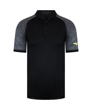 Mizuno Impreso de manga corta con cuello Hombre Polo Negro K2GC750309