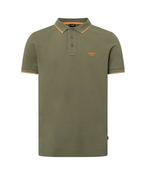 Pique-Poloshirt von der Marke JOOP! JEANS. Baumwoll-Stretch-Qualität, klassischer Polo-Kragen, gerippte Ärmelbündchen, Logo-Stickerei, Streifen-Details.