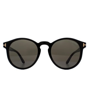 Tom Ford Sunglasses Ian 0591 01A Shiny Black Grey Smoke Gradient are a sophisticated round style for men. The slim silhouette is ultra sleek and features a keyhole bridge and corner flicks that provide a vintage feel. Completed with the iconic Tom Ford 'T' hinge and logo on each of the temple tips..