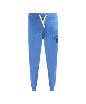 Jack and Jones Athletic CUFFED Exp Cobalt Blue Sweat Pants. Cobalt Blue Sweat Pants. Jack & Jones Vintage Collection. Stitch Emblem and Badge. Cuffed Bottoms. Waist String Adjusters