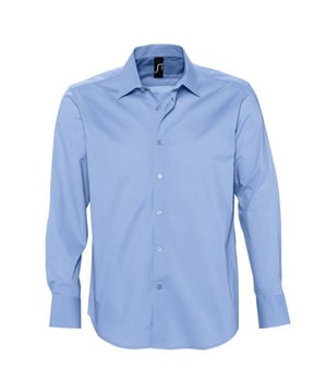 Stretch fabric. Semi-cut away collar. Self colour buttons. Two button cuff plus button cuff gauntlet. Back yoke. Shaped hem. Fabric weight: 140 gsm. Material: 97% cotton/3% elastane. Chest (to fit): S(36/38), M(38/40), L(41/42), XL(43/44), XXL(45/47), 3XL(47/49), 4XL(50/52).