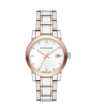 Specification Details Brand Burberry Model BU9127 Barcode Number 822138040150 Gender Women's Case Diameter 34 mm Case Material Stainless Steel Case Colour N/A Dial Colour Silver Band Material Stainless Steel Band Colour N/A Movement Quartz Chronograph No Water Resistance 5 Meters