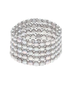 Bracelet 5 Rows of Real Freshwater Pearls - 4 mm - COLOR PEARL GREY NATURAL PEARL - Length adjustable from 14 to 18 cm - Delivered with Certificate of Authenticity and International Guarantee - MADE IN FRANCE