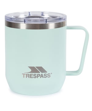 Kunststoff, Edelstahl. Marke: Trespass. Höhe: 10 cm. Länge: 8,5 cm. Trinkgefäßmerkmale: Luftdichte Gummi-Abdichtung, Abnehmbarer Deckel. Design: Logo. Kapazität: 300 ml. Material: Ohne BPA, langlebig, Leicht.