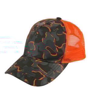 The Tuyler trucker cap from Regatta- with a naturally breathable Coolweave Cotton twill front and soft mesh back for airflow. With an adjustable fastening at the back. Material: 100% Polyester. Ref: RKC209C8L.