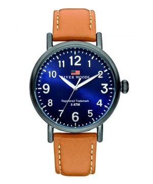 This River Woods Sacramento Analogue Watch for Men is the perfect timepiece to wear or to gift. It's Black 42 mm Round case combined with the comfortable Brown Leather watch band will ensure you enjoy this stunning timepiece without any compromise. Operated by a high quality Quartz movement and water resistant to 5 bars, your watch will keep ticking. Precision, comfort, convenience - a good watch will give it all to you - perfect gift for any occasion -This Analogue watch has a function: Luminous Hand High quality 21 cm length and 19 mm width Brown Leather strap with a Buckle Case diameter: 42 mm,case thickness: 9 mm, case colour: Black and dial colour: Blue