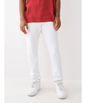 The Matt Single Needle Ultra Skinny Jean is the denim you need. This men’s jean features a white wash, zip fly, belt loops, and contrasting red single needle stitching. Finished with a five pocket construction, horseshoe detailing on the back, and a shorter 32” inseam.