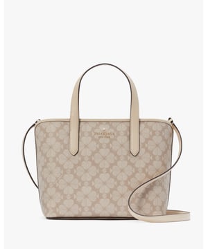 Featuring Our Iconic Spade Flower Print, This Timeless Mini Tote Will Perfectly Complement Any Look. It's Designed With Double Straps For Easy Carrying And Plenty Of Pockets For All Your Daily Must-Haves., Spade Flower Spade Flower Pvc Small Tote, Metal Pinmount With Spade Logo, Back Slip Pocket,  Length: 10.87 Cm,  Width: 23.80 Cm,  Height: 20.10 Cm