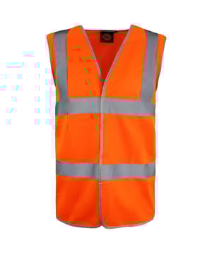 Dickies Hi-Vis Highway Safety Waistcoat Orange Mens Reflective Vest SA30310 ORANGE