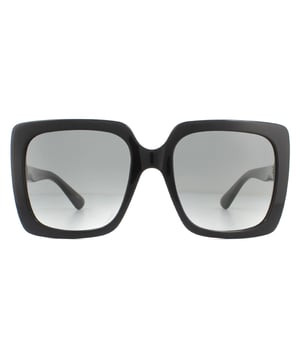 Gucci Zonnebril GG0418S 001 Zwart Grijs Gradiënt zijn een oversized vierkant ontwerp volledig gemaakt van lichtgewicht acetaat. Tempels zijn voorzien van het sprankelende Diamante Gucci-logo en perfect voor een fashionista!