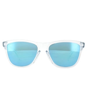 Oakley Sunglasses Frogskins OO9013-D0 Crystal Clear Prizm Sapphire are a re-run of the very first Oakley dual-lens sunglass the Frogskins are limited edition specials that are in high demand and often collectors models. Unusual colours and funky combinations make these much sought after.