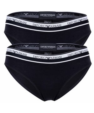 Zwei hochwertige Slips für Damen von der Marke EMPORIO ARMANI. Bequemer Webgummibund mit Jacquard-Logo. Stretch-Jersey aus bester Baumwoll-Qualität.