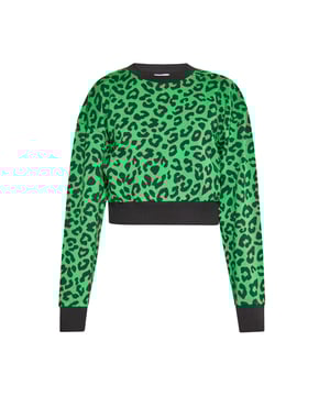 Dieses verkürzte Langarm-Sweatshirt besticht durch ein auffälliges Leopardenmuster. Dieses verkürzte Sweatshirt mit Rundhalsausschnitt, geripptem Saum und Animal-Print-Muster bietet mit seinem elastischen, gerippten Bund und den Bündchen eine bequeme Passform. Es besteht aus weichem Frottee und hat eine entspannte Passform für einen lässigen und dennoch sportlichen Look, der perfekt für junge und trendbewusste Menschen ist.  Sweatshirt