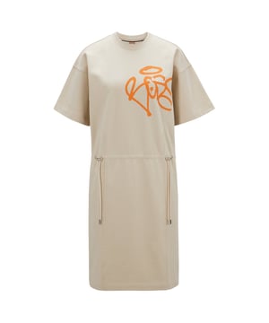 Womens Boss C_Eyona Dress in beige.- Crewneck.- Short sleeves.- Adjustable waist.- Ref: 50483344281
