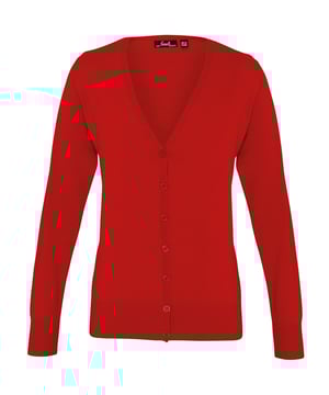 Dames vest met lange mouwen en V-hals. Zacht gevoel/katoenrijk garen. Fijnmazige breiwerk. Knoopsluiting. 7 knoopsluiting. Eigentijdse styling. Ingezet in mouwen. 40°C Huishoudelijk wassen. Borstomvang 8 - 31,5, 10 - 33, 12 - 34,5, 14 - 36, 16 - 38, 18 - 39,5, 20 - 41, 22 - 42,5, 24 - 44. Stof: 55% Katoen 45% Acrylgewicht: 12 Gauge Knit.