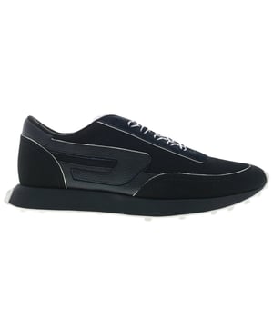 Zapatillas deportivas negras Diesel, parte superior de tela, cierre de encaje, suela de goma, zapatillas deportivas negras