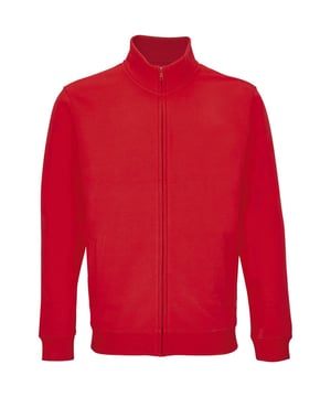 Materialzusammensetzung (%): 80% Baumwolle, 20% Recyceltes Polyester. Gewebe: angeraute Fleece-Innenseite. Design: Unifarben. GSM (Gramm pro Quadratmeter): 280. Durchgehender Reißverschluss, Kunststoffreißverschluss. Überschnittene Schulter, Jersey Halbmond, Etikett innen, Ausschnitt mit Band, Größenetikett ohne Markennamen. Länge: Full. Taschenart: Zwei Seitentaschen. Nachhaltigkeit: ACCORD, Amfori-Freigabe, BSCI, Fair Wear geprüft, Aus recyceltem Material, Oeko-Tex Standard 100 zertifiziert, PETA-geprüftes Vegan, REACH, SAC Genehmigt. Langärmlig. Bündchen: gerippt. Saum: gerippt. Stehkragen.