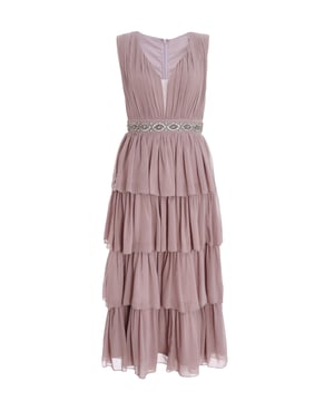 - Embellished detail - Tiered skirt - Chiffon finish - Model height: 5' 7" - Model wears uk 8 / us 4 / eur 36 - Always check the wash care label, cool hand wash with mild detergent