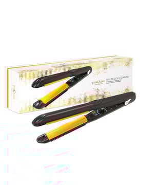 ELITE GOLD
CURVED
Plancha profesional con placas basculantes curvadas
de cerámica de última generación que se adaptan
perfectamente a la superficie del cabello y no sólo
permiten planchar el pelo, si no que además, podrás
realizarte magníficos bucles, con lo que tu pelo quedará
marcado y planchado en una sóla pasada.Su rueda de
control de temperatura permite seleccionar el calor idóneo a
cada tipo de trabajo. Desde 120º hasta 230º.
CARACTERÍSTICAS
- Diseño profesional.
- Placas basculantes de cerámica.
- Tamaño de la placa: 93 x 20 mm.
- Temperatura máxima 230º.
- Rueda de control de temperatura.
- AC 220-240 V~ 65 W.
- Cable con giro 360º.
- Led de indicador de encendido.
- Peso: 314 gr.
- Longitud del cable: 253 cm.
- Dimensiones: 325 x 114 x 33 mm.
- Unidades caja: --.
- Cajas por palet: --.