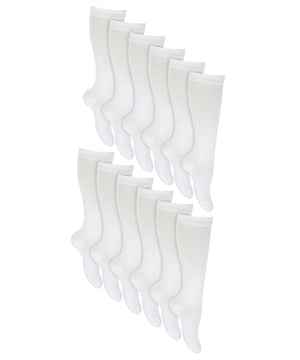 Wir alle wissen, wie schwierig es sein kann, die richtigen langen Socken für Ihr kleines Mädchen zu finden. Es geht nicht nur um die richtige Farbe oder Größe, sondern auch um den Tragekomfort. Deshalb freuen wir uns, Ihnen unsere neuen Kniestrümpfe für Mädchen in einer tollen 12er-Packung präsentieren zu können! Diese Socken sind aus weichen und bequemen Baumwollfasern hergestellt und eignen sich daher perfekt für den Alltag, denn sie sorgen dafür, dass sie immer bequem bleiben! Sie eignen sich perfekt für die Schuluniform Ihres Kindes oder einfach für den Alltag. Dank der kniehohen Länge bleiben sie den ganzen Tag lang oben, ohne in die Schuhe zu rutschen und Blasen zu verursachen. Das bedeutet, dass sie weniger Zeit damit verbringen muss, sich über ihre Socken Gedanken zu machen und mehr Zeit damit verbringen kann, mit ihren Freunden zu spielen. Wir lieben diese Socken, weil sie ein gutes Preis-Leistungs-Verhältnis haben, denn sie werden in einer großartigen 12-Paar-Packung geliefert, was bedeutet, dass du ihre Sockenschublade auffüllen kannst, damit sie viel länger hält! Sie sind in vier verschiedenen Farben erhältlich: Schwarz, Weiß, Grau und Marineblau. So findest du immer etwas, das zu ihrem Outfit an diesem Tag passt! Diese Socken sind eine 12er-Packung und werden in 4 traditionellen Farben geliefert: Schwarz, Weiß, Grau und Marineblau. Sie bestehen aus 78% Baumwolle, 17% Polyester, 5% Elastan und sind in 3 Kindergrößen erhältlich: 3-7 Jahre, 8-11 Jahre & 11-14 Jahre und sind bei 30° in der Maschine waschbar.