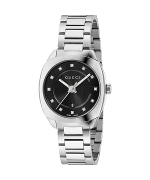 CATEGORY WatchesBRAND GUCCIWATCH MARKERS DiamondWATER RESISTANT 50 MetresGender WomenMOVEMENT QuartzCASE MATERIAL Stainless SteelDIAL COLOUR BlackSTRAP MATERIAL Stainless SteelDIAMETER 29mmBRAND COLLECTION SGG2570