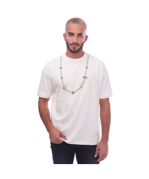Ambush Stoppers T- Shirt in green.- Ribbed crewneck.- Short sleeves.- Ribbed trims.- Contemporary edge and rebellious leanings.- Cord necklace embellishment.- 100% Cotton.- Ref: BMAA0550010255