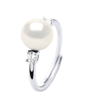 Ring Rush Echte zoetwaterparels 7-8 mm - Quality AAAA + - COLORI NATURAL WHITE - effenen zirkoonoxide - Verstelbare vanaf maat 48 Grootte 62-925 duizendste rhodium - 2 jaar garantie op fabricagefouten - Geleverd in zijn geval een certificaat authenticiteit en een Internationale Garantie - Al onze juwelen zijn gemaakt in Frankrijk.