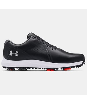Under Armour Charged Draw RST Wide Fit Black Leather Mens Golf Shoes 3024562 001