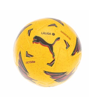 Puma Orbita LaLiga 1 Football.- Machine-stitched.- 32 panels for a good round shape.- TPU outer surface with foam layer underneath for a soft touch.- Wounded rubber bladder: enhanced stability and good air retention.- PUMA branding details.- TPU 10%, EVA 16%, Polyester 6%, Rubber Bladder 68%. Ref: 8410602.