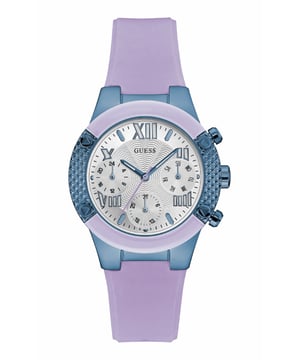 Guess W0958L2 - Reloj para mujer cuarzo acero inoxidable• material: acero inoxidable• cristal: minèral• pulsera: silicona• correa: azul violeta• resistencia al agua: 0 m (0 ATM)• tamaño de la caja: 38 mm