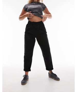 Trousers & Leggings by Topshop Make your jeans jealous High rise Belt loops Zip fly Functional pockets Tapered leg Regular fit Cut with more room around the hipsSold By: Asos